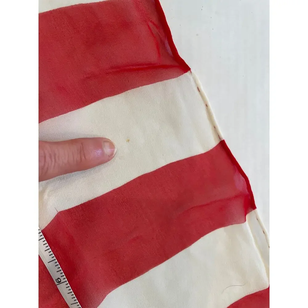 Vintage Talbots Sheer Red White Striped Silk Scarf 10 by 55